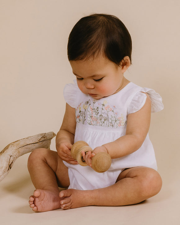 Bebe - Florence Hand Embroidered Romper - White