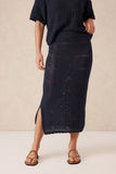 Ceres Life - Square Knit Midi Skirt - New Navy