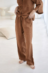 Eadie Lifestyle - Wide Leg Linen Pant - Nutmeg