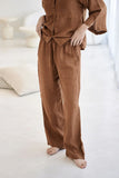 Eadie Lifestyle - Wide Leg Linen Pant - Nutmeg