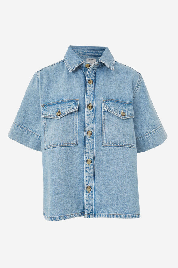 Ceres Life - Short Sleeve Boxy Shirt - Vintage Denim Blue