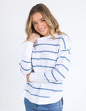 Foxwood - Farrah Stripe Long Sleeve Top - White/ Cornet Blue Stripe