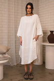 Eadie Lifestyle - The Carter Malle Linen Dress - Off White With Natural Stripe