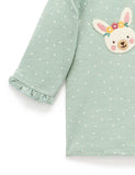 Purebaby - Bunny Friends Tee - Sage Mini Spot