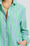 Shirty - The Andrea Shirtdress - Green & Blue Stripe