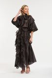 Urban Luxury - Ruffled Maxi Skirt - Chocolate
