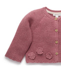 Purebaby - Crochet Flower Cardigan - Toadstool Melange