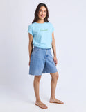 Foxwood - Signature Contrast Tee - Light Blue With Lime