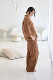 Eadie Lifestyle - Wide Leg Linen Pant - Nutmeg