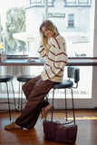 Ceres Life - Lila Oversized Knit Crew - Ecru Stripe