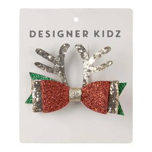 Designer Kidz - Reindeer Bow Hair Clip - Red