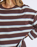 Foxwood - Harper Stripe Long Sleeve Tee - Coffee Multi Stripe
