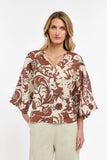 365 Days - Belinda Print Top - Pecan/White