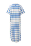 Ceres Life - Charlotte Midi Terry Dress - White / Azure Blue Stripe