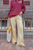Ceres Life - Gigi Wide Leg Terry Trackpant - Butter Washed Burgundy Side Stripe