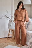 Eadie Lifestyle - Wide Leg Linen Pant - Nutmeg