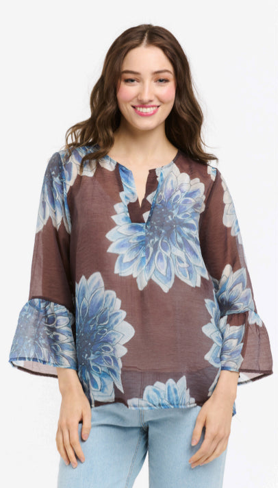 Urban Luxury - Flower Top - Chocolate/Blue