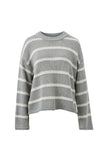 Ceres Life - Lila Oversized Knit Crew - Grey Marle Stripe