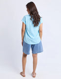 Foxwood - Signature Contrast Tee - Light Blue With Lime