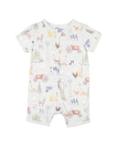 Bebe - Chester Print Short Sleeve Zip Romper