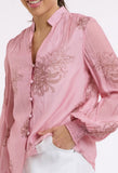 Beautiful Stories - Long Sleeve Boho Shirt - Choc/Pink