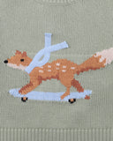 Fox & Finch - Nevada Skating Fox Knitted Jumper - Green Multi