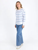 Foxwood - Farrah Stripe Long Sleeve Top - White/ Cornet Blue Stripe