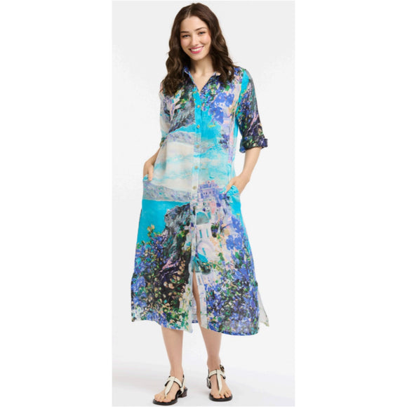 Urban Luxury - Linen Amalfi Dress - Turquoise