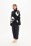 Tirelli - Retro Circle Print Knit - Navy/Cream