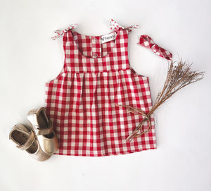 Love Henry - Baby Girls Amelia Top - Red Check