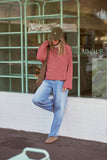 Ceres Life - Beau Long Sleeve Slouchy Tee - Mulberry/Red/Stone