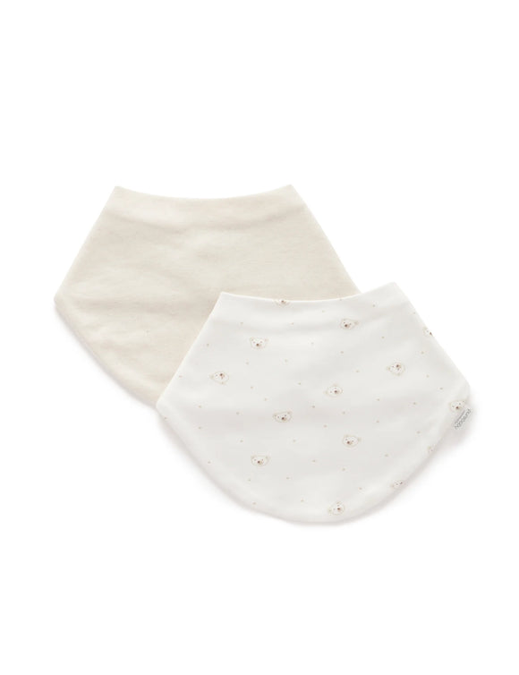 Purebaby - 2 Pack Essential Dribble Bib - Vanilla Bear