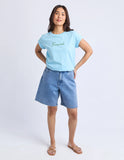 Foxwood - Signature Contrast Tee - Light Blue With Lime