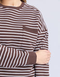 Foxwood - Original Stripe Crew - Coffee / White Stripe