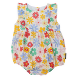 Korango - Flower Print Woven Frill Sunsuit - Cloud