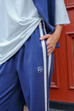 Ceres Life - Gigi Wide Leg Terry Trackpant - Washed Navy Side Stripe