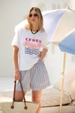 Ceres Life - Stevie Slouchy Tee - White / Ceres Retro Palms