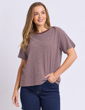 Foxwood - Hutch Stripe Tee - Chocolate / White Stripe