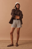 Ceres Life - Molly Textured Knit Short - Choc Stripe