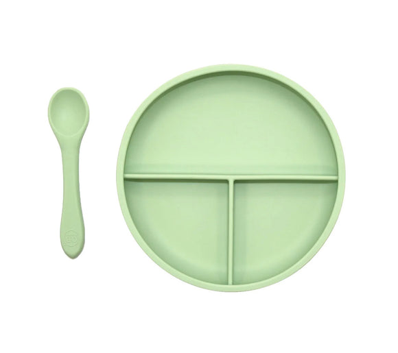 O.B Designs - Suction Divider Plate & Spoon Set - Mint