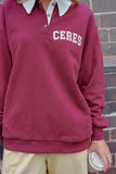 Ceres Life - Wren Rugby Sweat - Washed Burgundy / White Heritage Logo