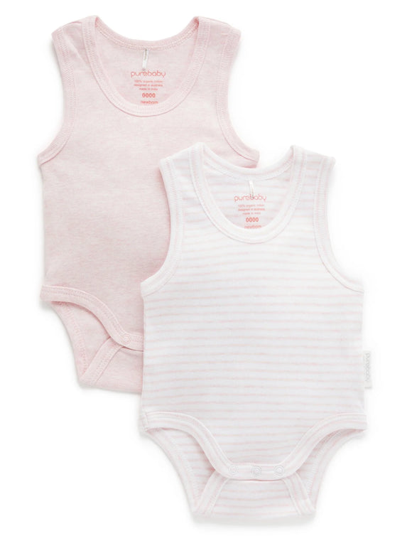 Purebaby - Rib Bodysuit 2 Pack - Pale Pink