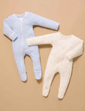 Purebaby - 2 Pack Zip Growsuit - Pale Blue Bear