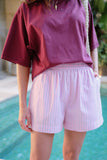 Ceres Life - Mila Shorts - Hibiscus Pink Triple Stripe