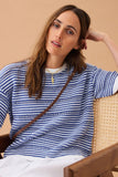 Ceres Life - Nina Boxy Knit Tee - Summer Blue Stripe