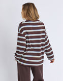 Foxwood - Harper Stripe Long Sleeve Tee - Coffee Multi Stripe