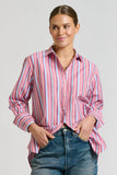 Shirty - The Elodie Girlfriend Relaxed Shirt - Red Multi Stripe