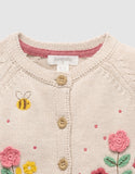 Purebaby - Embroidered Cardigan - Wheat Melange