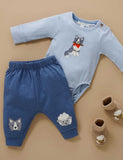 Purebaby - Country Air Melange Appliqué Bodysuit - Sheep Dog