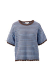 Ceres Life - Nina Boxy Knit Tee - Brunette Sky Blue Stripe